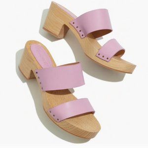 MADEWELL Clara Leather Lilac Pink Clog Sandals, sz 10